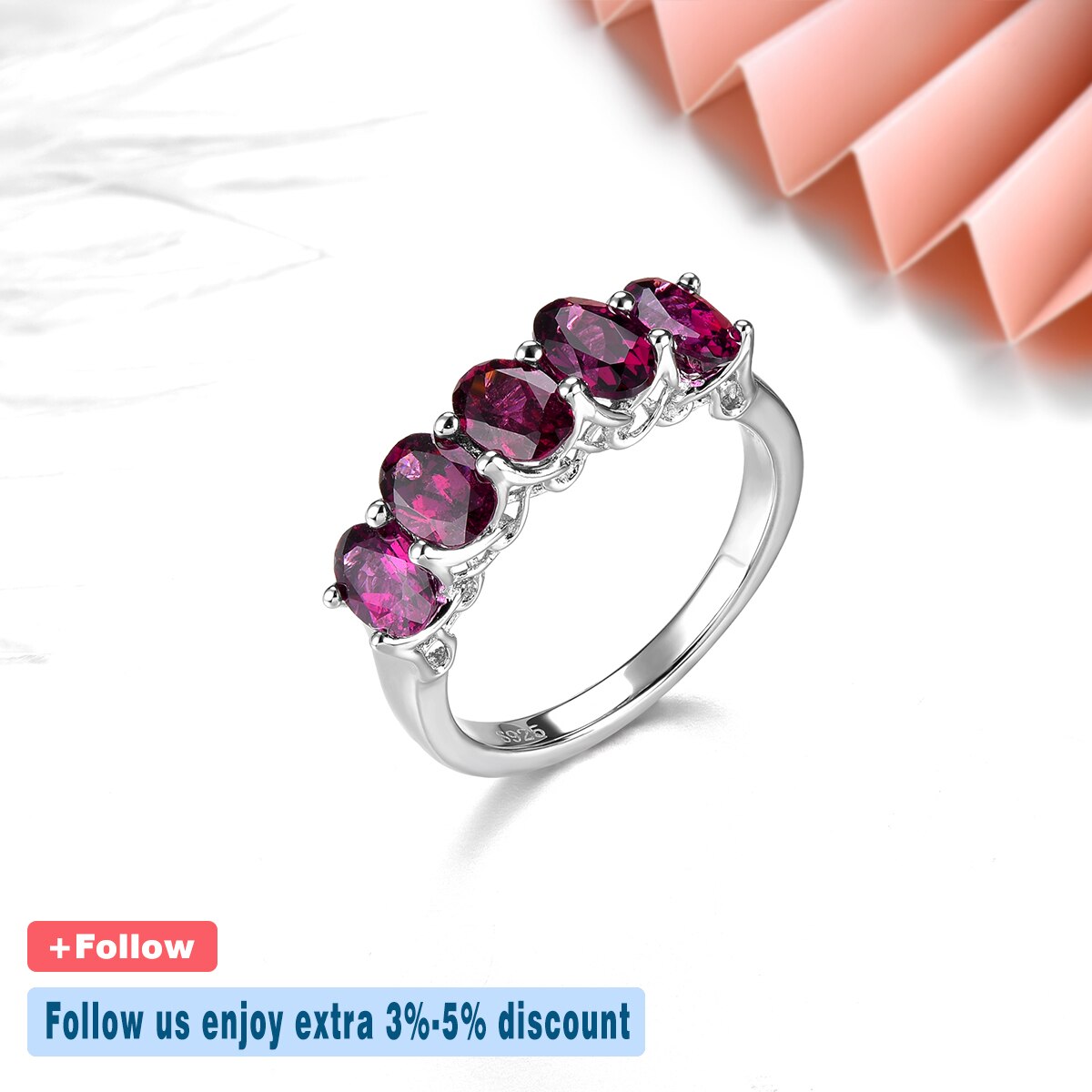 Natural Rhodolite Garnet Solid Sterling Silver Rings 2.8 Carats Genuine Gemstone Rose Garnet Women Exquisite Style Wedding Gift