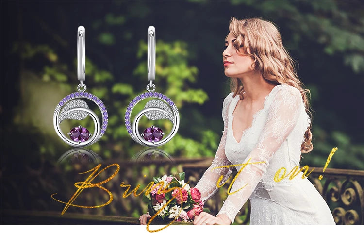 JewelryPalace Leaf 1.2ct Created Alexandrite Sapphire 925 Sterling Silver Drop Earrings for Women Purple Gemstone Jewelry Gift