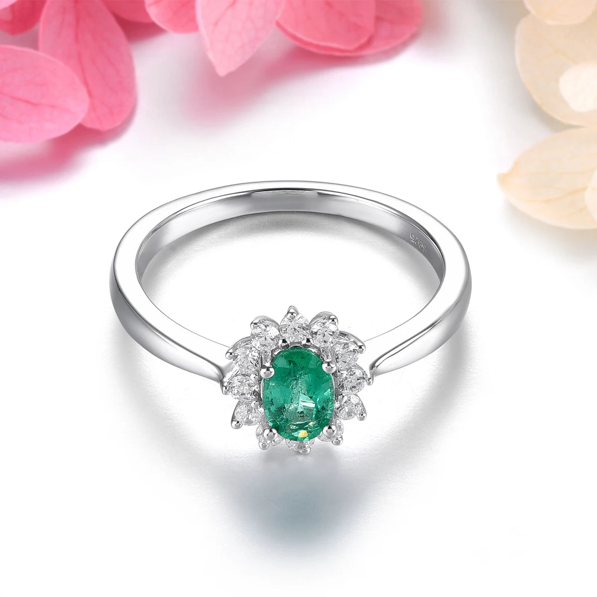 Natural Green Emerald Sterling Silver Rings 0.45 Carats Genuine Precious Gemstone Women Classic Fine Jewelrys Treasure Gifts