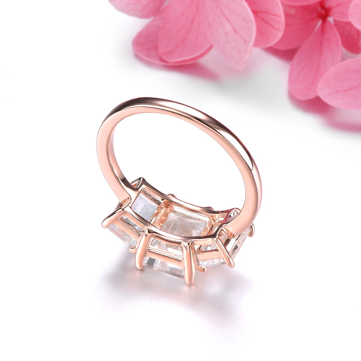 Natural White Topaz Sterling Silver Ring Rose Gold Plated 4.5 Carats Genuine Topaz S925 Fine Jewelrys Simple Classic Style