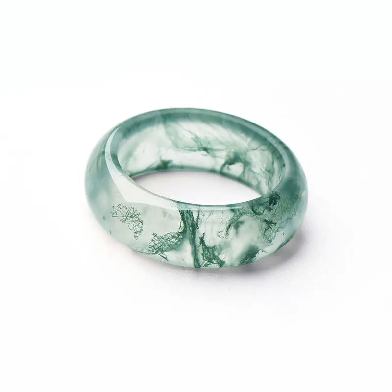 High-Quality Natural Aquatic Plant Jade Ring - Truly Jade Jewelry With Exquisite Aquatic Plant Patterns