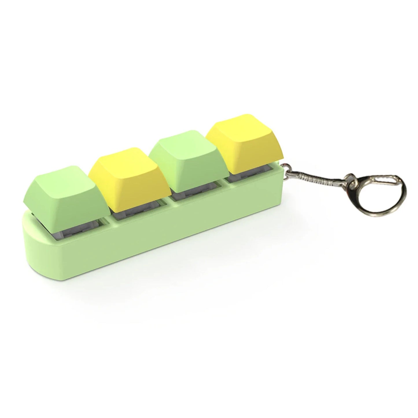 Keycap Toy Fidget with Sound Effects 4-Buttons Light Portable Stress Relief Mechanical Keyboard Clicking Sensory Keychain Green and yellow