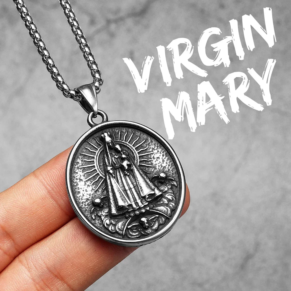 Virgin Mary Cross Powerful Amulets Stainless Steel Men Necklaces Pendant Chain Cool Thing for Girl Women Jewelry Gifts Wholesale
