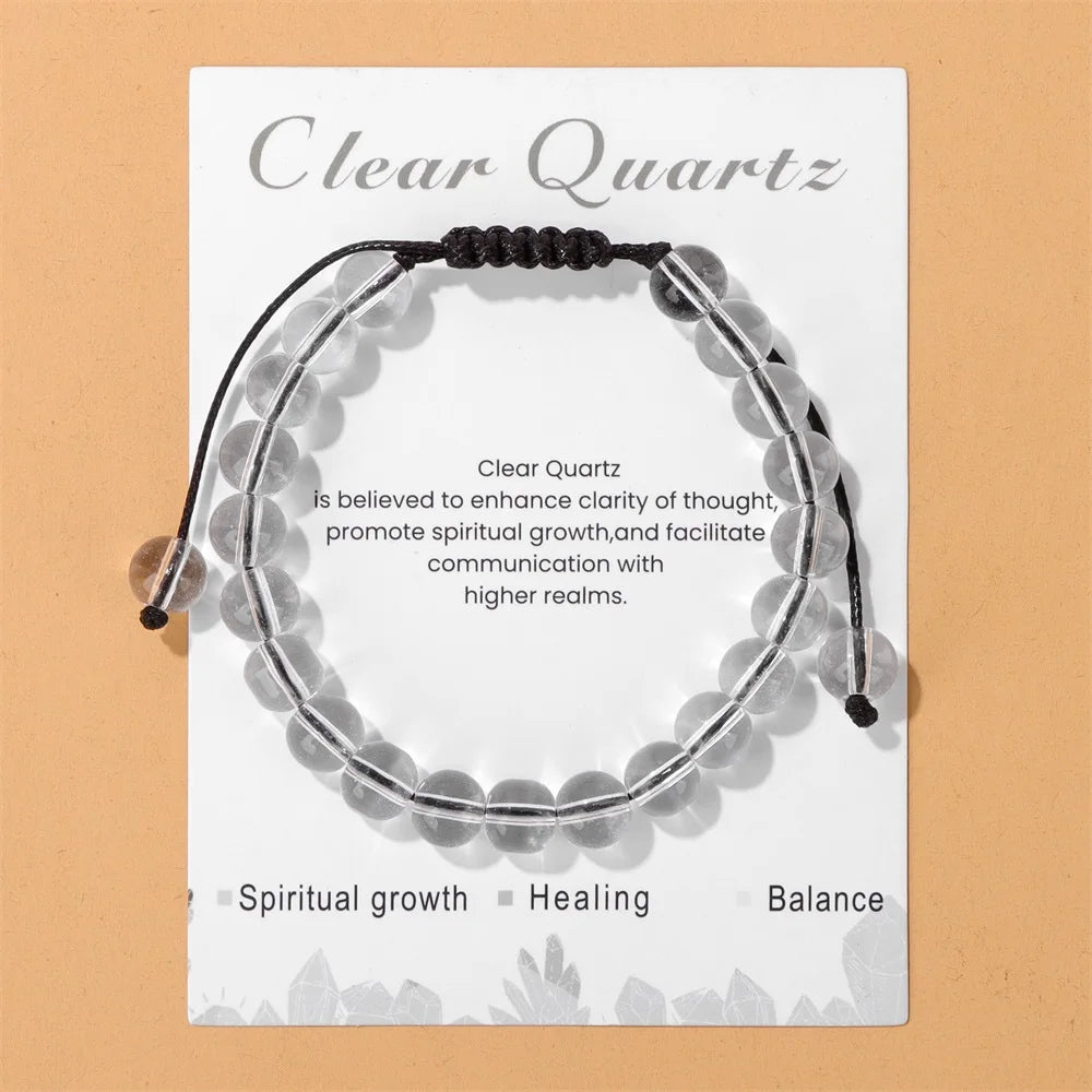 Amethysts Bracelets For Women Men Natural Stone 8mm Beads Braided Bracelet Stress Relief Anxiety Jewelry