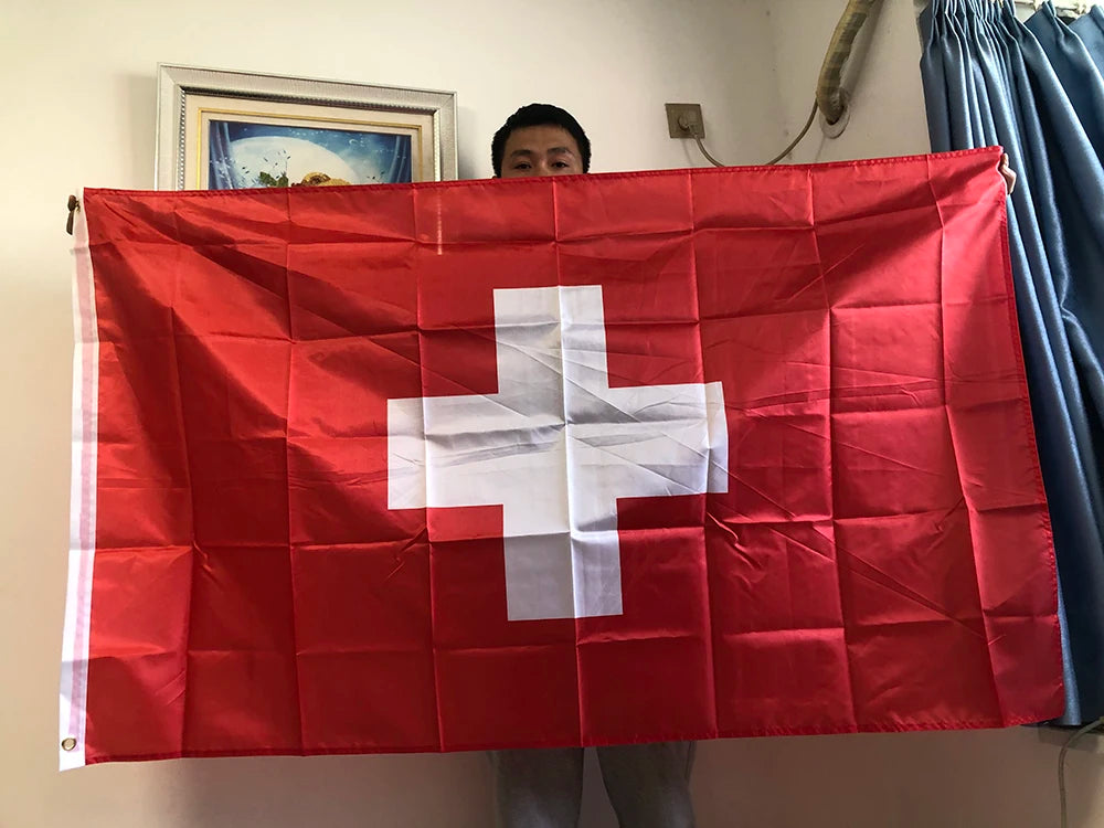 Switzerland flag 3*5 feet polyester hanging flag.90*150cm big banner Swiss flag for decoration