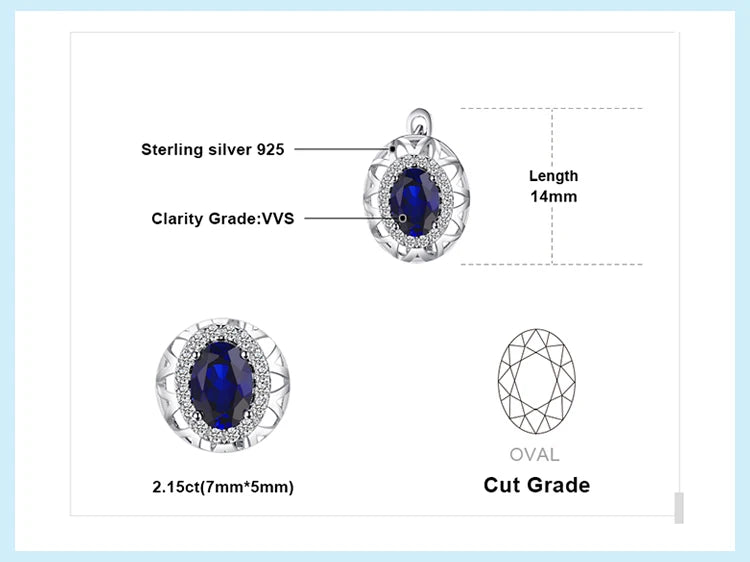 JewelryPalace Oval Cut Created Blue Sapphire 925 Sterling Silver Hoop Earrings for Women Fashion Statement Gemstone Jewelry