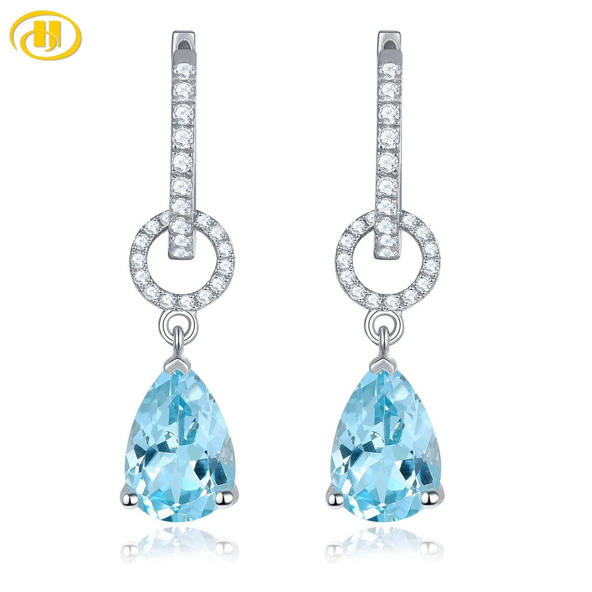 Natural Sky Blue Topaz Sterling Silver Drop Earrings 5.5 Carats Genuine Gemstone Women Classic Style S925 Fine Jewelry Birthday