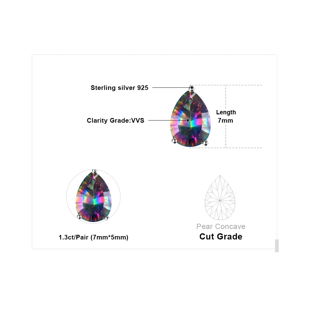 JewelryPalace Natural Rainbow Mystic Quartz 925 Sterling Silver Earring for Women Fashion Jewelry Trendy Gift New Arrival