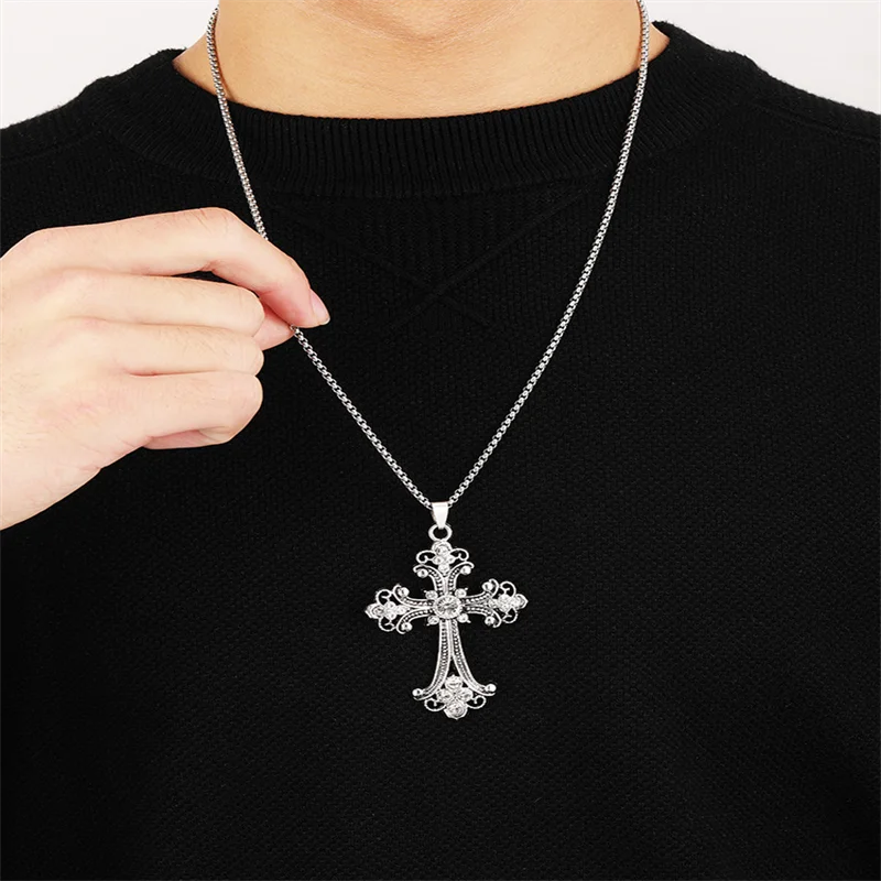 European And American Fashion Personality Retro Gothic Cross Necklace For Men And Women Street Hip-Hop Trendsetters Versatile Pe