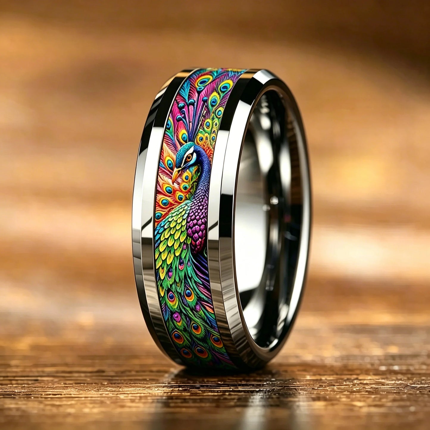 Bohemian Ring Exquisite Peacock Feather Pattern Stainless Steel Rings for Women Men Wedding Band Jewelry Gift Wholesale