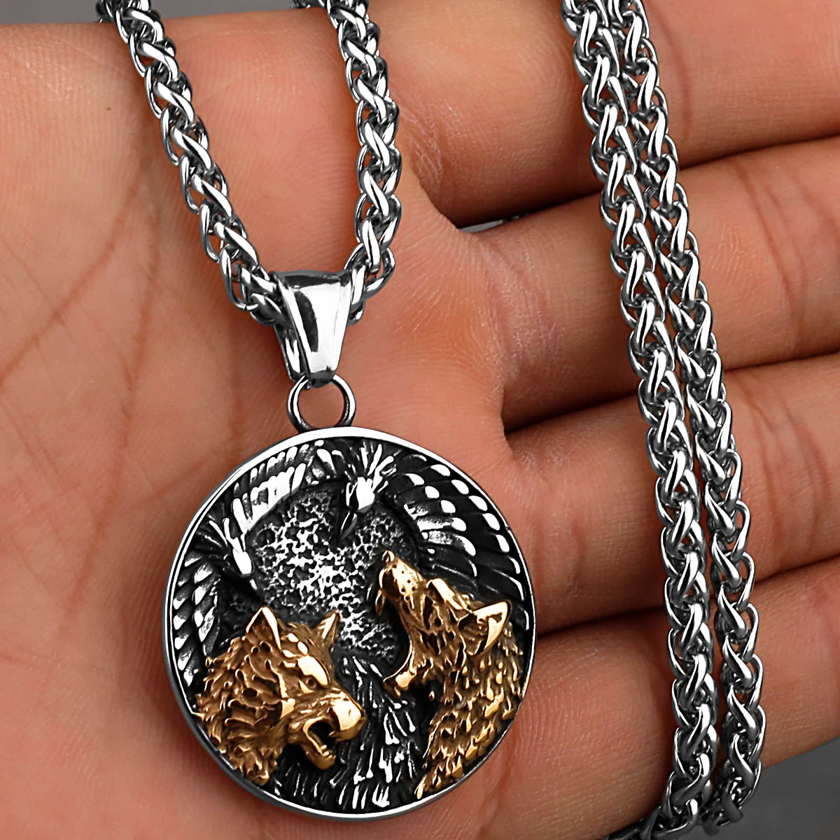 Viking Style Various Wolf Head Runes Original Stainless Steel Material Unisex Necklace Pendant Birthday Gift Factory Wholesale WJ 107 1