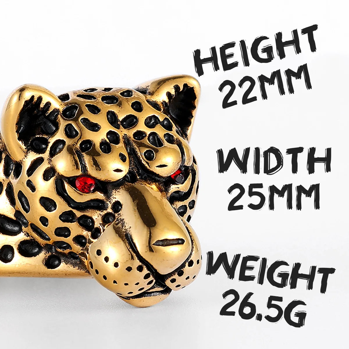 Leopard Ring Stainless Steel Men Jaguar Rings Wild Animal Punk Rock for Male Party Jewelry Halloween Accessories