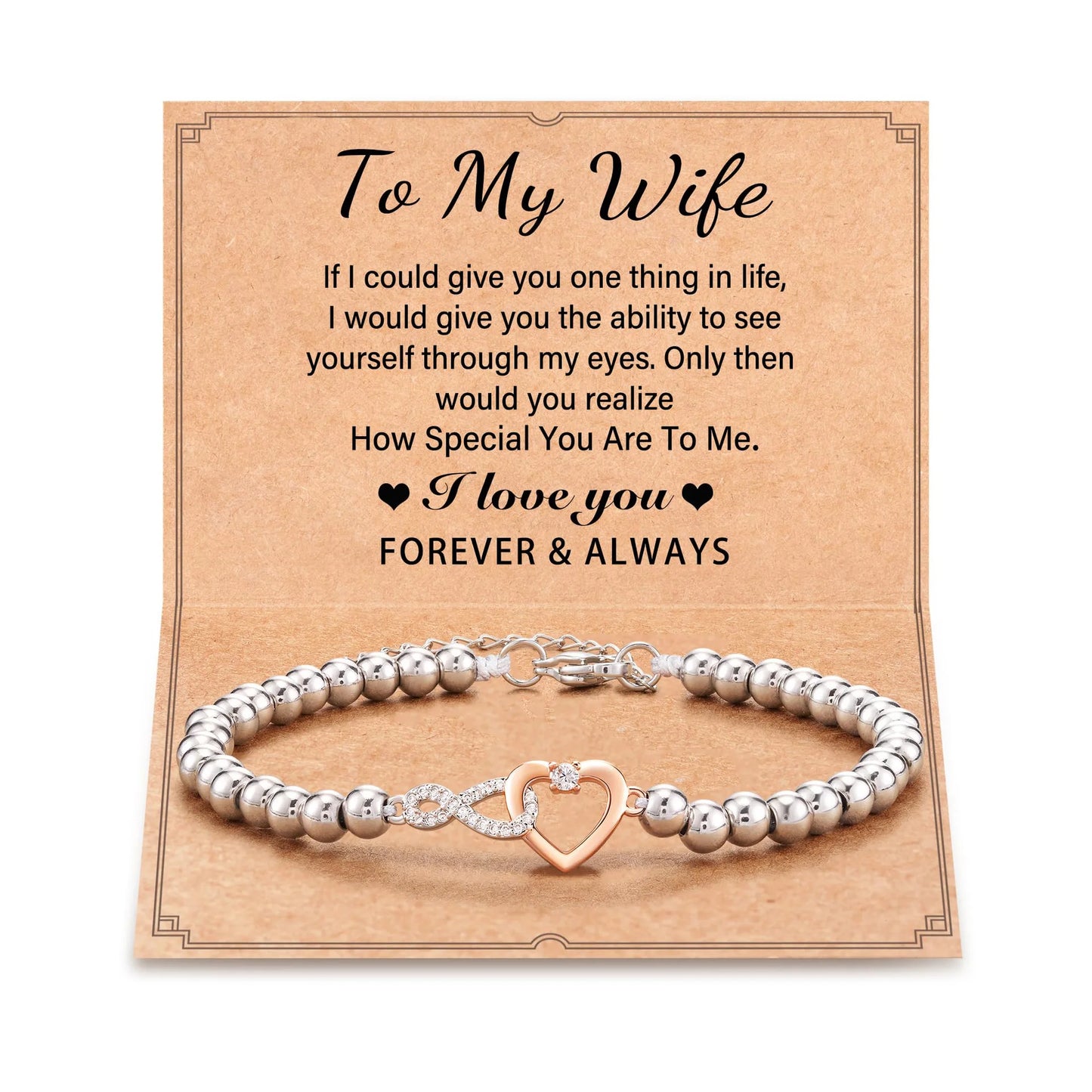 Love-filled diamond beaded bracelet, birthday jewelry gifts for wife, daughter, mother, grandmother, sister, mom, with cards