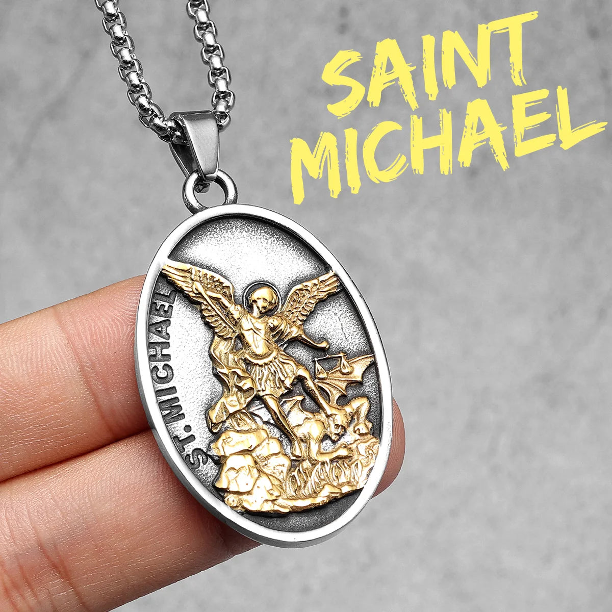Arch Angel St.Michael Stainless Steel Men Necklaces Pendant Chain Amulet Vintage New In For Women Fashion Jewelry Gift Wholesale