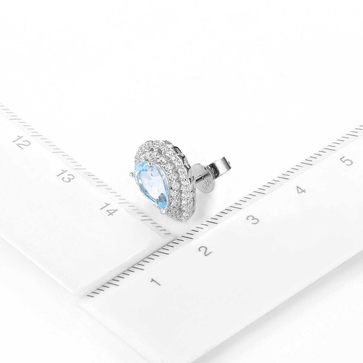 Natural Sky Blue Topaz Sterling Silver Stud Earring S925 Jewelry 1.5 Carats Genuine Gemstone Pear Cut Classic Romantic Style