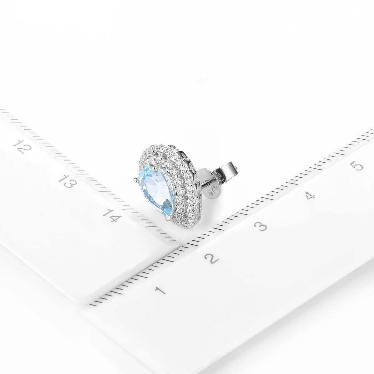 Natural Sky Blue Topaz Sterling Silver Stud Earring S925 Jewelry 1.5 Carats Genuine Gemstone Pear Cut Classic Romantic Style