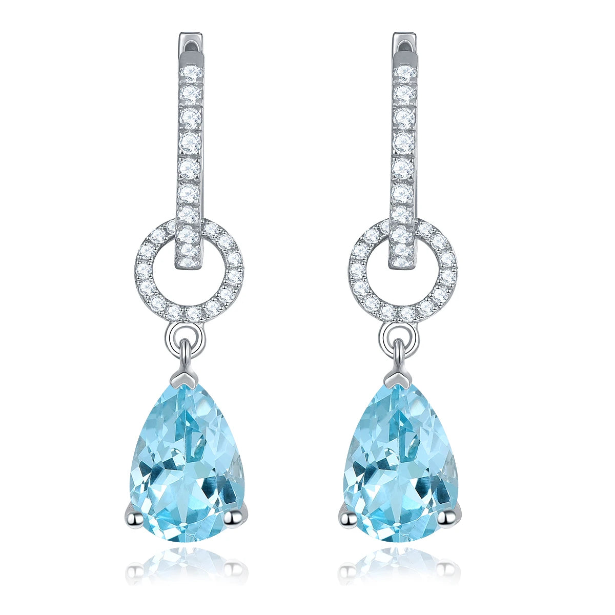 Natural Sky Blue Topaz Sterling Silver Drop Earrings 5.5 Carats Genuine Gemstone Women Classic Style S925 Fine Jewelry Birthday Natural Blue Topaz