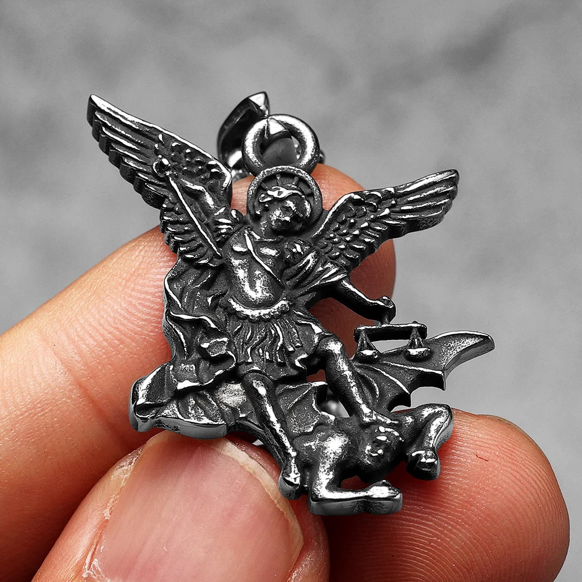 Angel St.Michael Satan Stainless Steel Men Necklaces Pendant Chain Powerful Amulet Vintage For Women Jewelry Gifts Wholesale