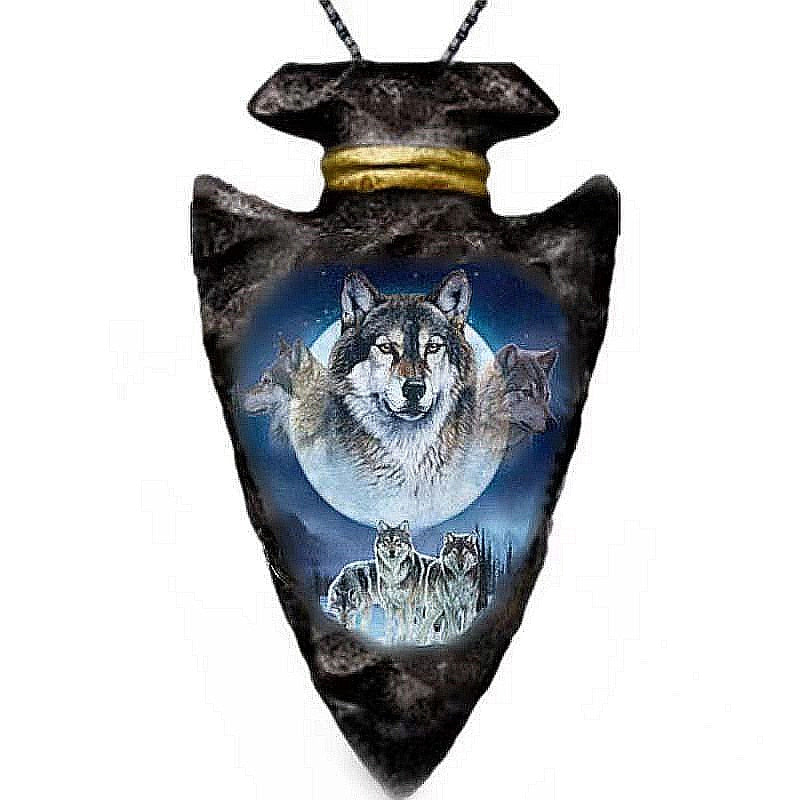 Fashion Men Creative Triangle Wolf Necklace Hip Hop Necklace for Men Stainless Steel Jewelry Halloween Party Anniversary Gift Default Title