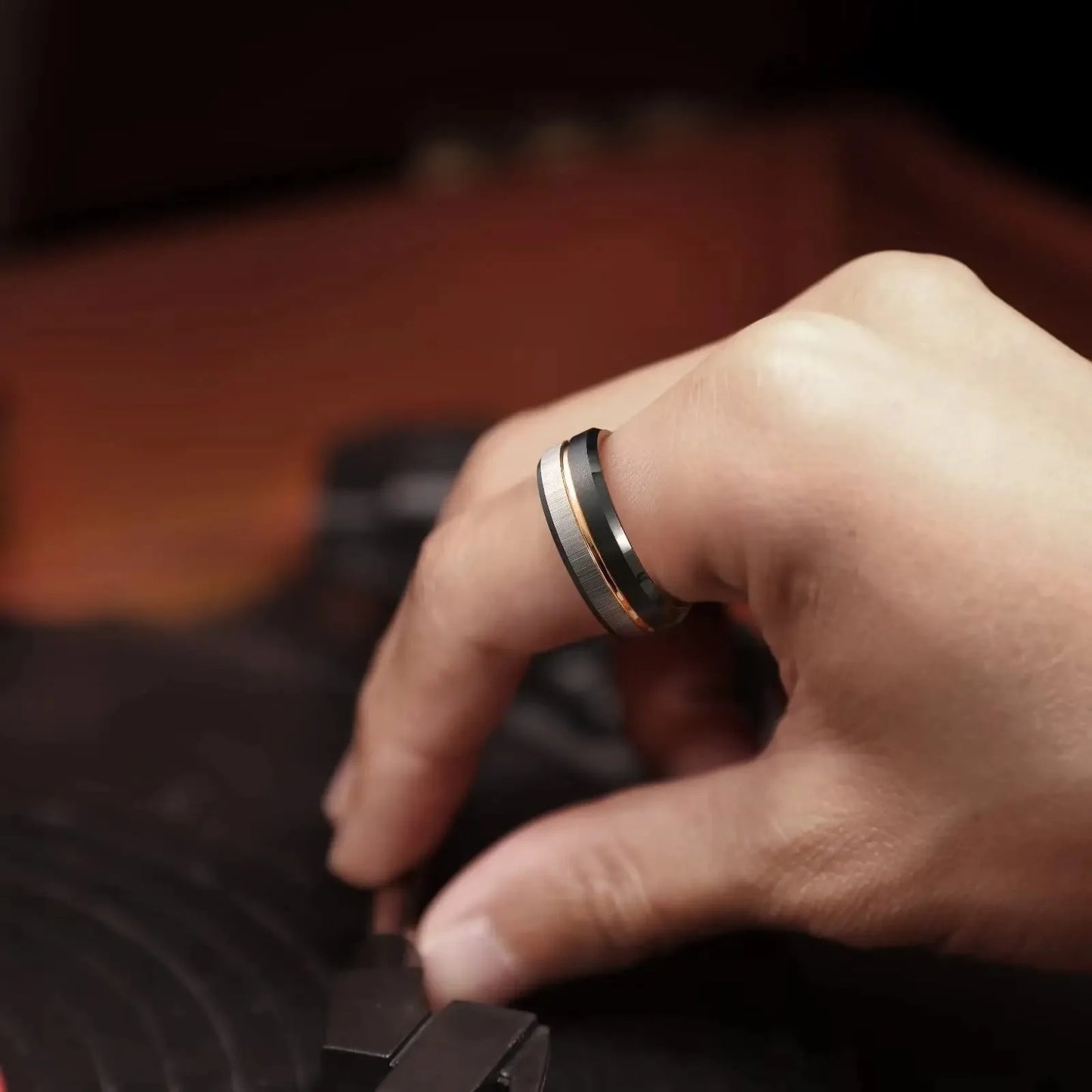 Fashion 8mm Tricolor Titanium Wedding Rings For Men Black Brushed Stainless Steel Ring Men's Wedding Band Jewelry