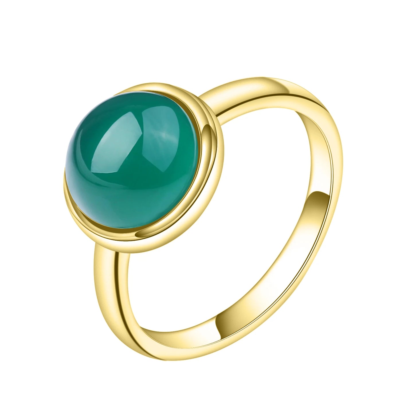 Gem's Ballet Natural Green Agate Gemstone Ring 585 14K 10K 18K Gold 925 Silver Green Onyx Rings For Women Fine Jewelry 925 Sterling Silver Yellow Gold