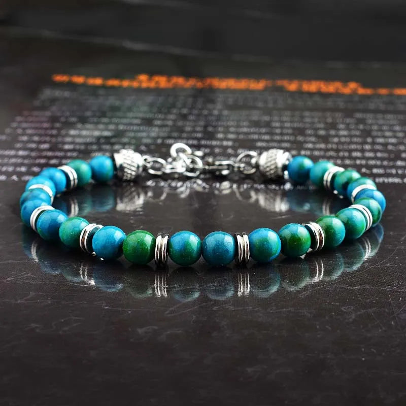 Pulseras Hombre Natural Stone Man Beaded Bracelets Homme lapis lazuli Phoenix Stone Men's Bracelets For Men Fathers Day Gifts