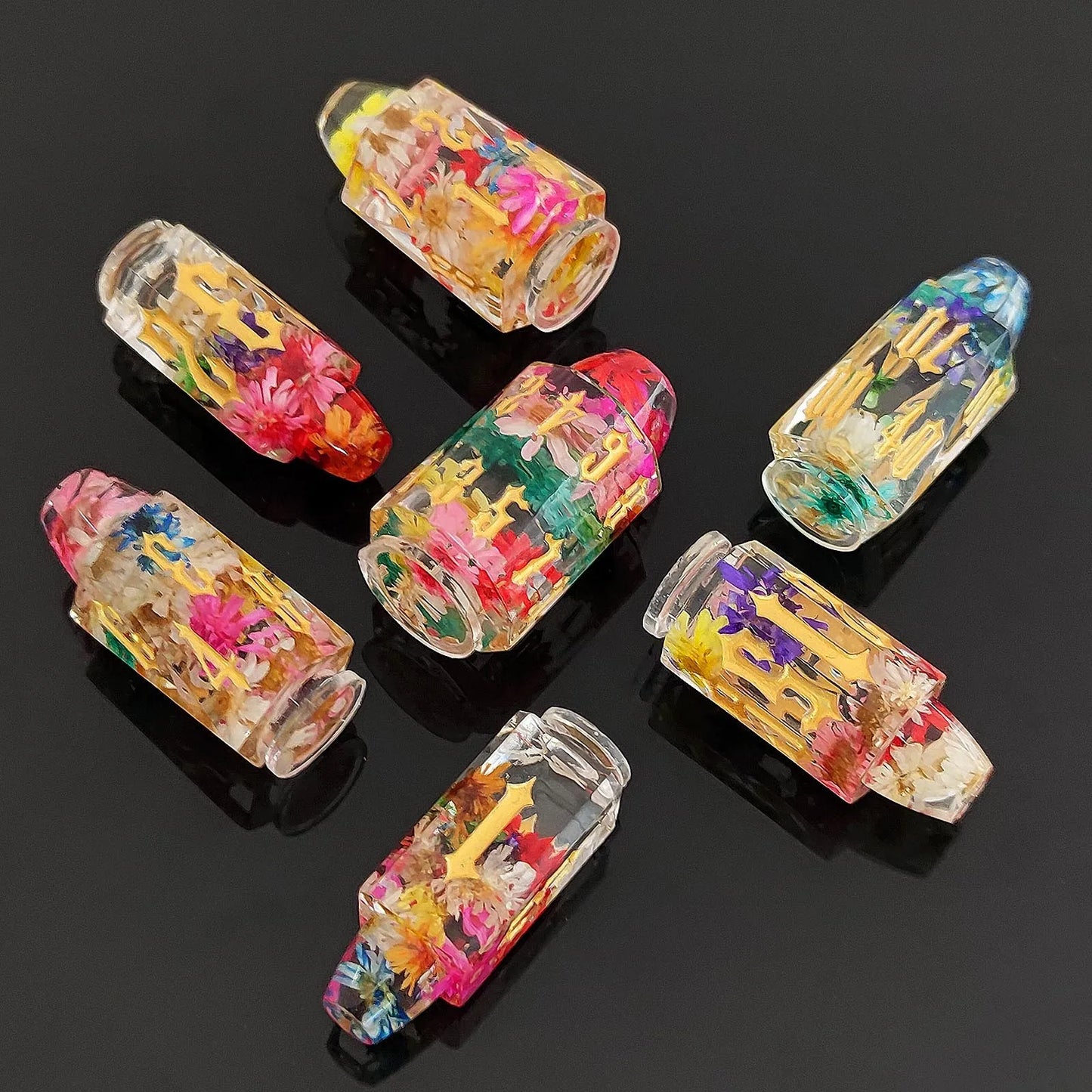 7pcs/set of Multi Color Bullet Resin Number Dice for DND TRPG COC Running Team D6 Board Game Polyhedral Dice Dnd Dice Set flower