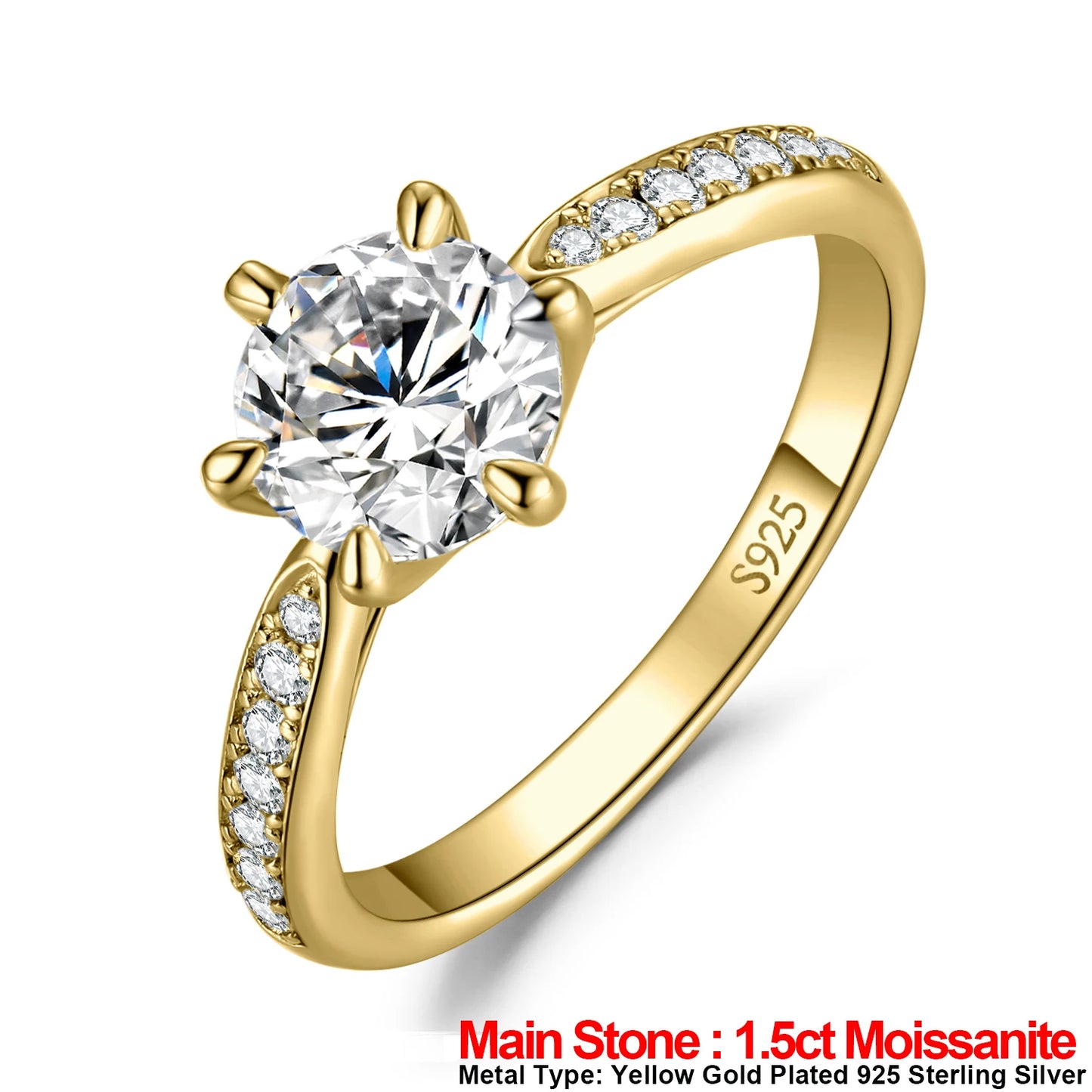 JewelryPalace Moissanite D Color 0.5ct 1ct 1.5ct 2ct 3ct Round S925 Sterling Silver Wedding Engagement Ring for Women