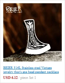 BEIER Stainless steel Thor Hammer Viking Amulet Viking Raven Ring Scandinavian Jewelry man Ring BR8-296