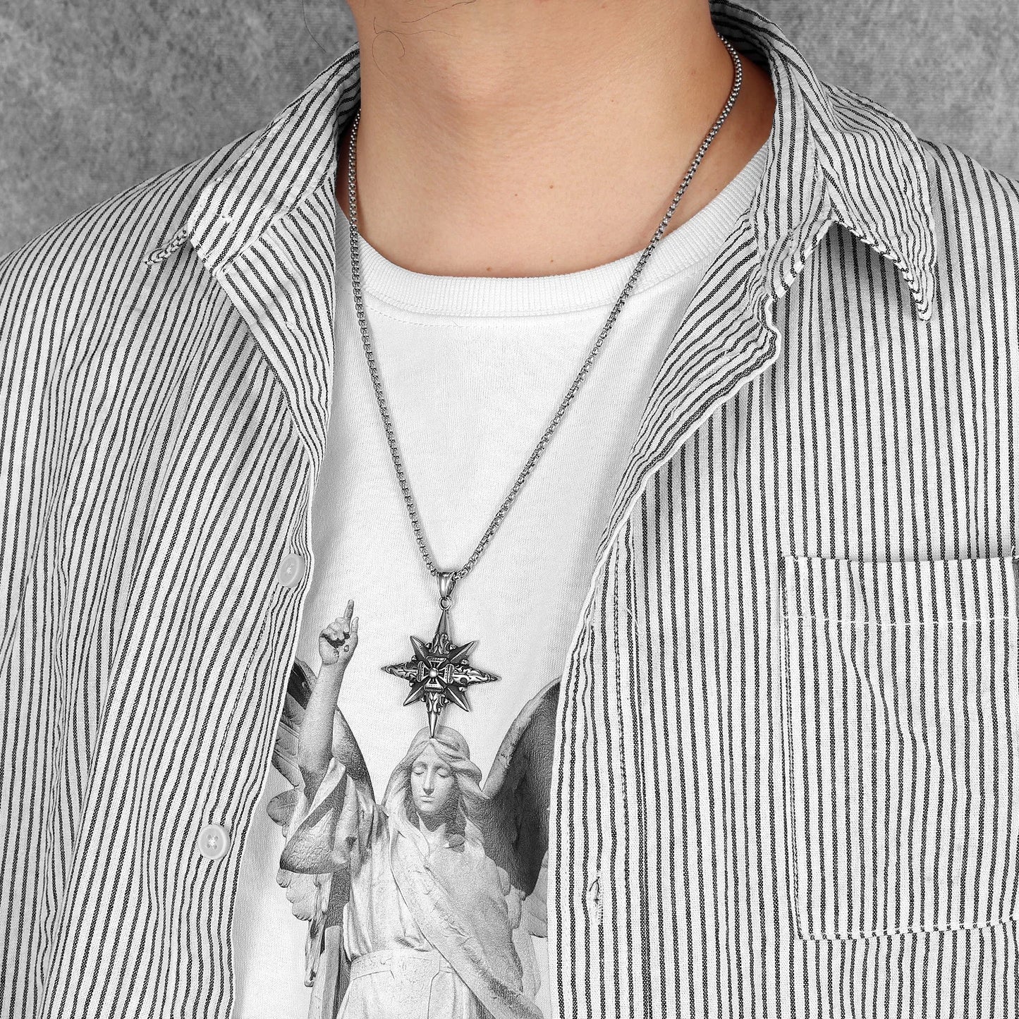 Simple Polar Star Compass Stainless Steel Men Necklaces Pendant Chain Punk For Women Fashion Jewelry Gifts Wholesale Dropshiping