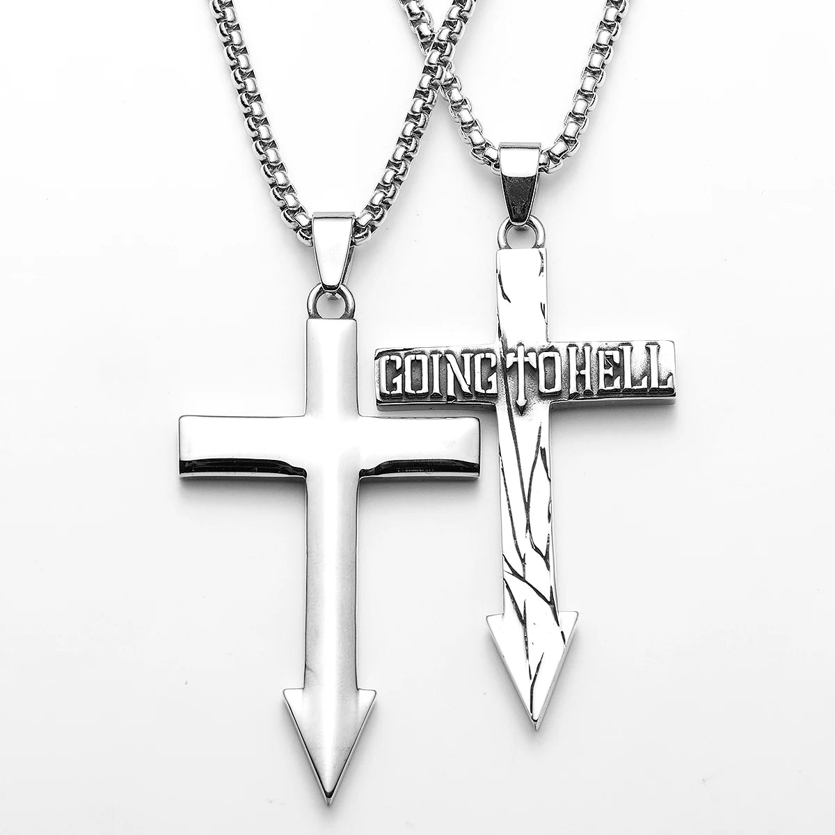 Curse Cross Amulet Stainless Steel Men Necklaces Pendant Chain Punk For Women Fashion Jewelry Gifts Wholesale Dropshiping