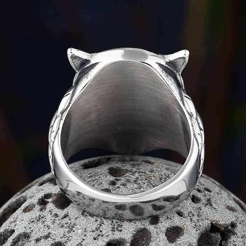 316L Stainless Steel Odin Norse Anel Amulet Owl Head Viking Animal Rings For Men Women Retro Jewelry Party Gift