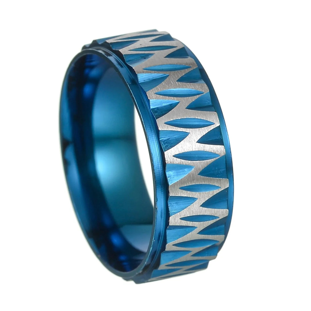 Fashion New 8mm Simple Men Ring Smooth Stainless Steel Blue Charms Rings Women's Couple Jewelry Gift Dropshipping