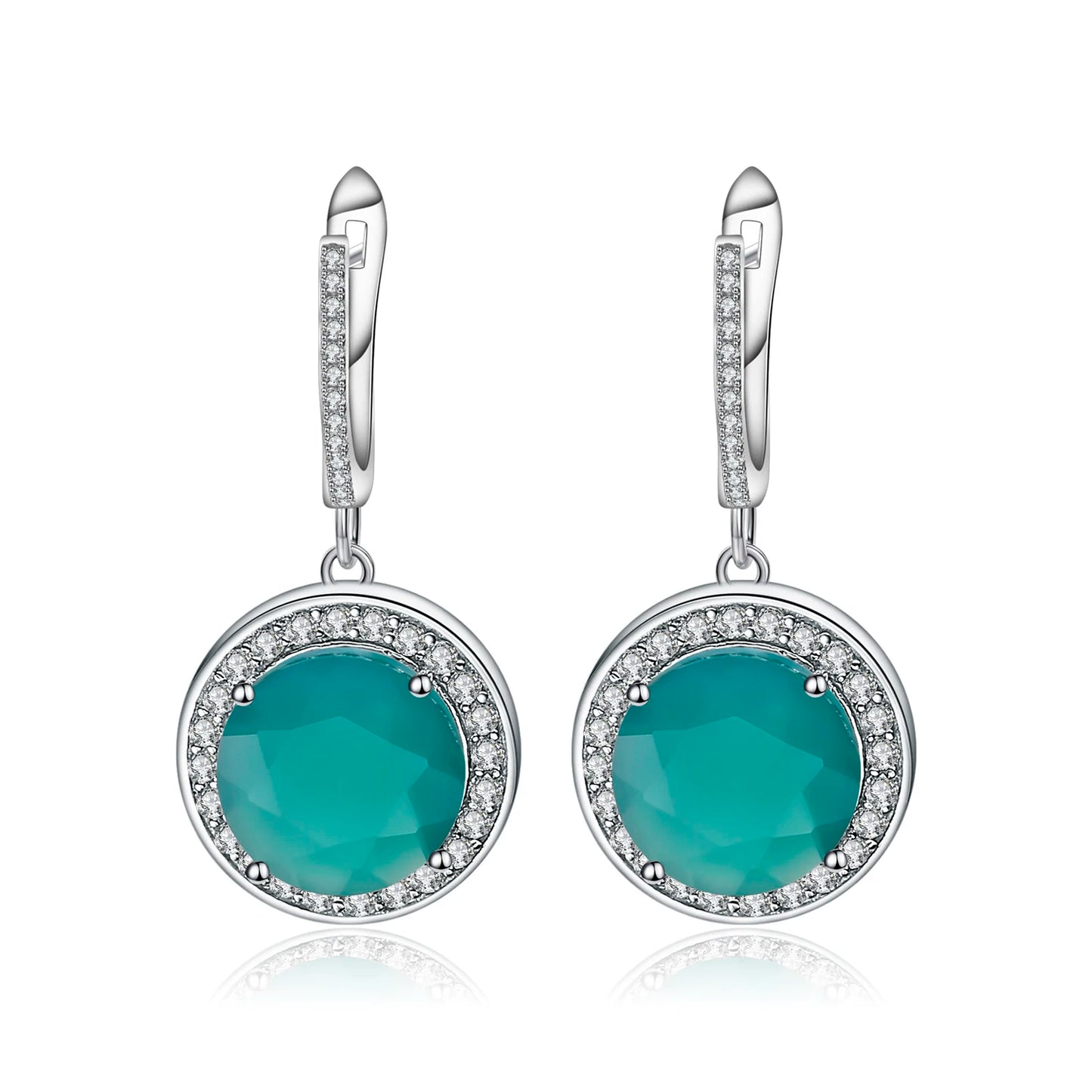 GEM'S BALLET 925 Sterling Silver Engagement Wedding Earrings 4.42ct Natural Green Agate Drop Dangle Earrings Gift For Women Green Agate 925 Sterling Silver CHINA