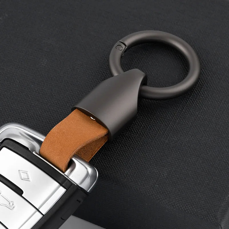 Cowhide Leather Keychain Waist Belt Buckle Carabiner Car Pendant Key Holder Luxury High-end Gifts For Men Women Key Ring Jewelry