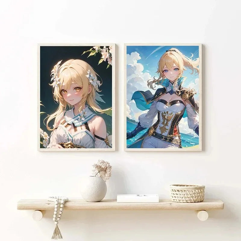 Anime Game Female Character Poster Oil Painting Modern Wall Art Picture Home Bedroom Living Room Decoration Painting Poster