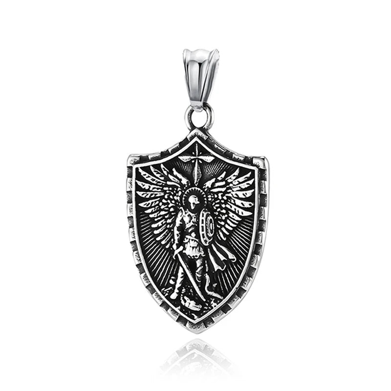 Stainless Steel Vintage Archangel Pendant Chain for Men Powerful St.Michael Necklaces Amulet Fashion Women Jewelry Accessories