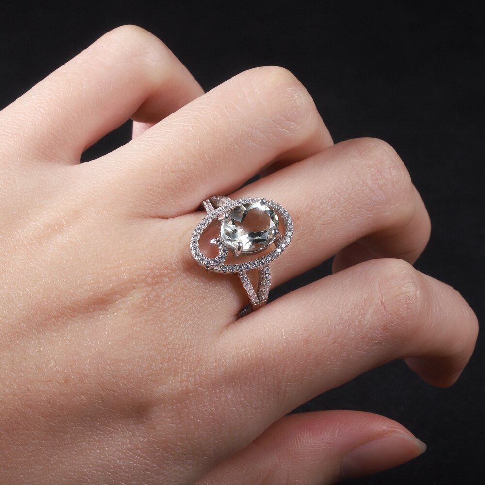 GEM&#39;S BALLET Rings For Women 100% 925 Sterling Silver Fine Jewelry Green Amethyst Luxury Fine Jewelry Drop Shipping Wholesale