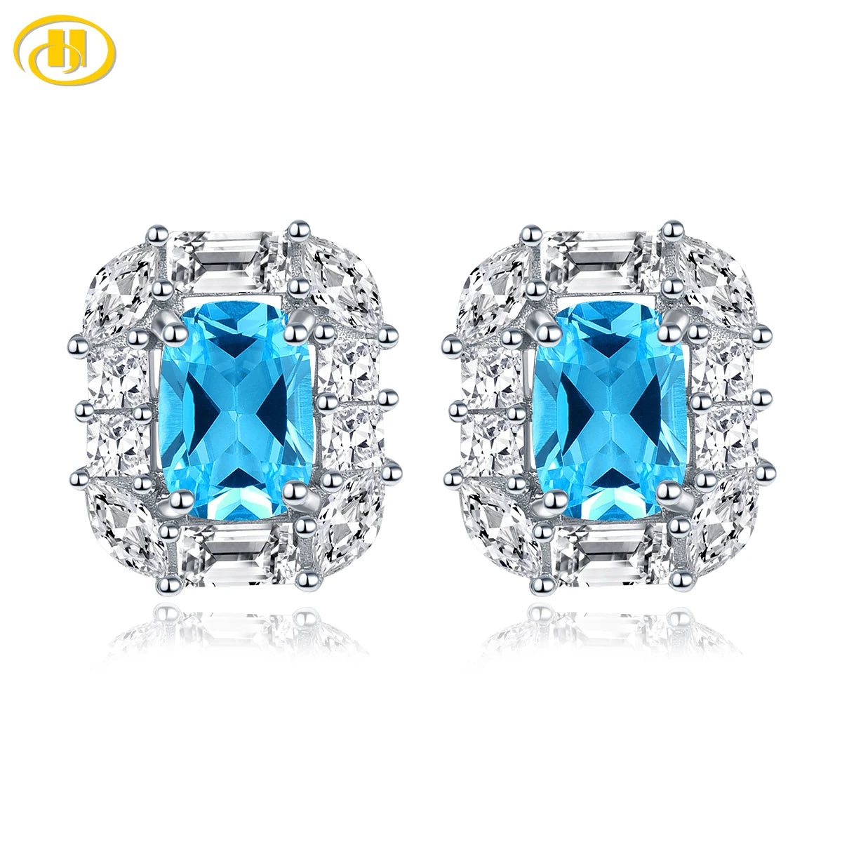 Natural Deep Blue Topaz Sterling Silver Stud Earring 2.5 Carats Romantic Blue Gemstone Women Classic Fine Jewelrys Styles Default Title