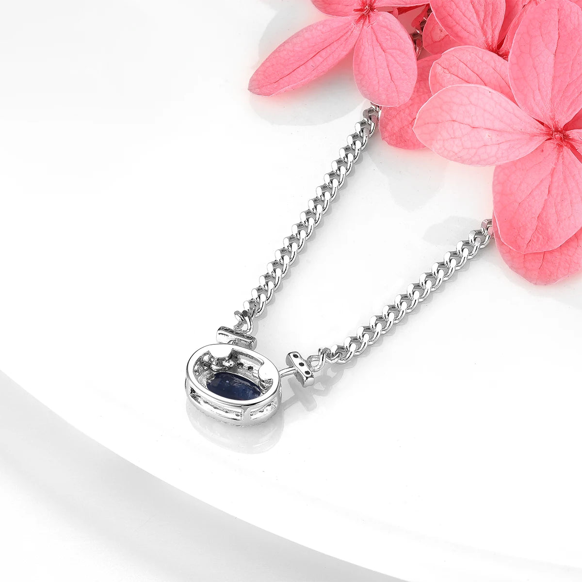 Natural Blue Sapphire Silver Necklace 0.8 Carats Genuine Precious Gemstone S925 Exquisite Romantic Fine Jewelrys Birthday Gifts