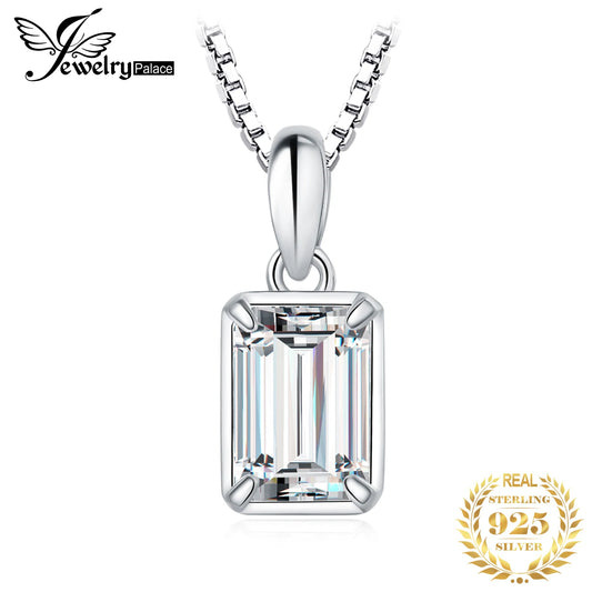 JewelryPalace 5A CZ 1ct Emerald Cut 925 Sterling Silver Pendant Necklace for Woman No Chain Fashion Birthday Gift Fine Jewelry Default Title