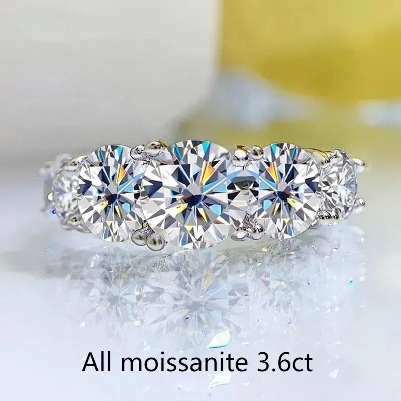 JoyceJelly 3.6CTTW All Moissanite Ring For Women 5 Stones Sparkling Diamond Wedding Band 925 Sterling Silver Jewelry GRA Certifi All Mossanite 3.6ct