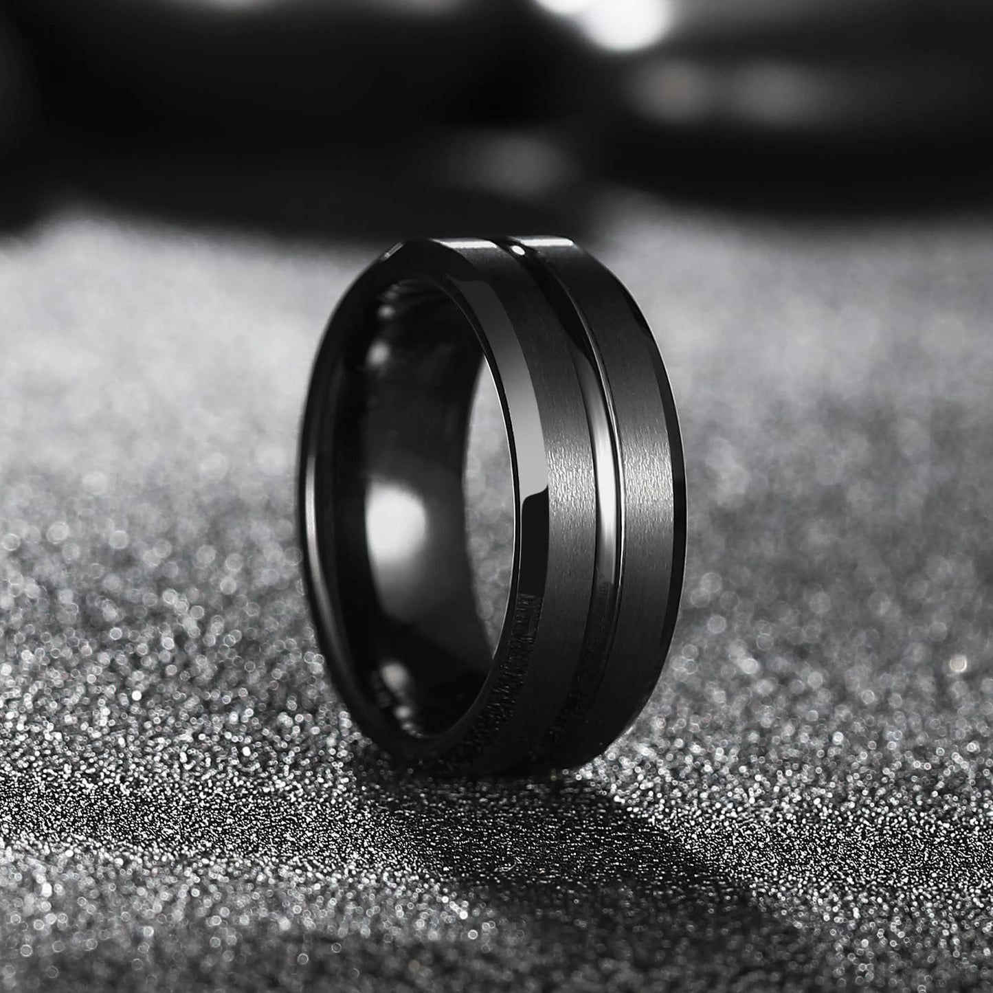 Fashion 8mm Black Color Stainless Steel Rings For Men Women Never Fade Wedding Engagement Men Rings Party Jewelry Accessories