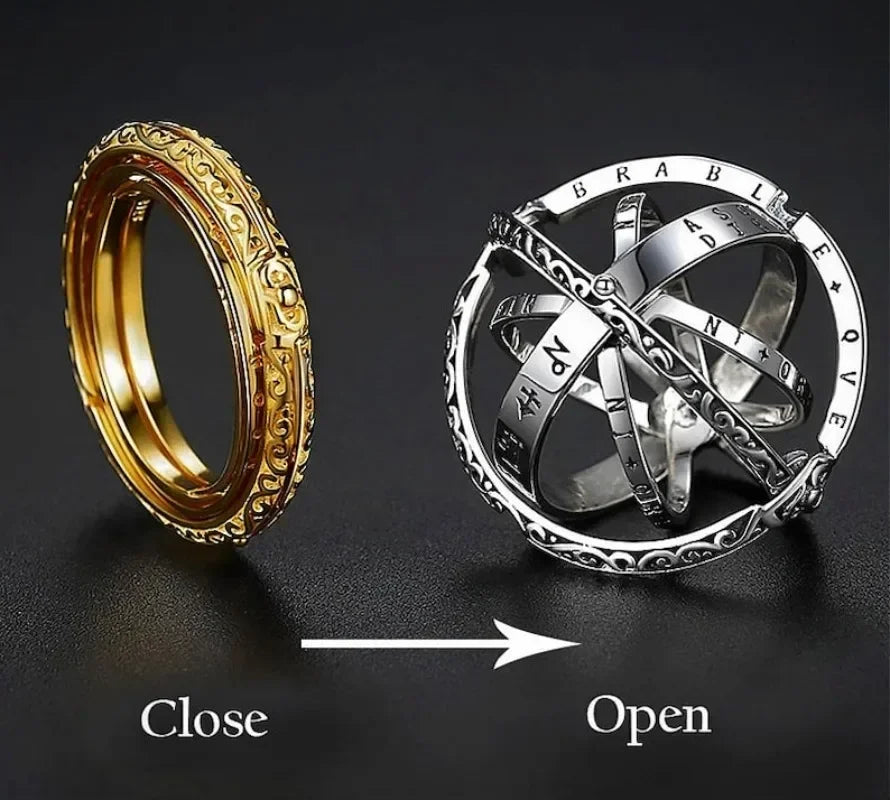 Astronomical Ring, Astronomy Sphere Spinner Ball Vintage Rings, Astronomy Jewelry, Zodiac Jewelry Rings Gifts for Women Men