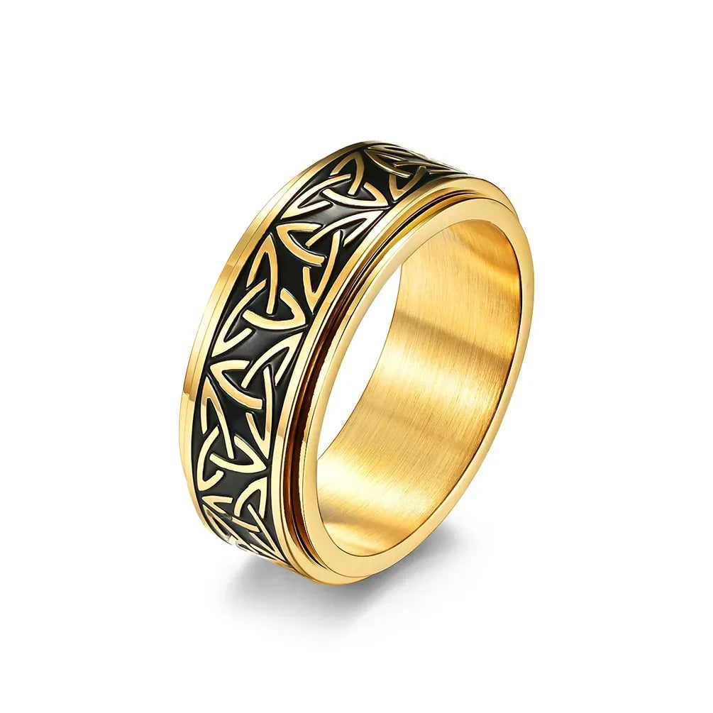 Vintage Viking Rune Rings For Men Women Retro Viking Stainless Steel Rotatable Fidget Anxiety Spinner Ring Retro Amulet Jewelry
