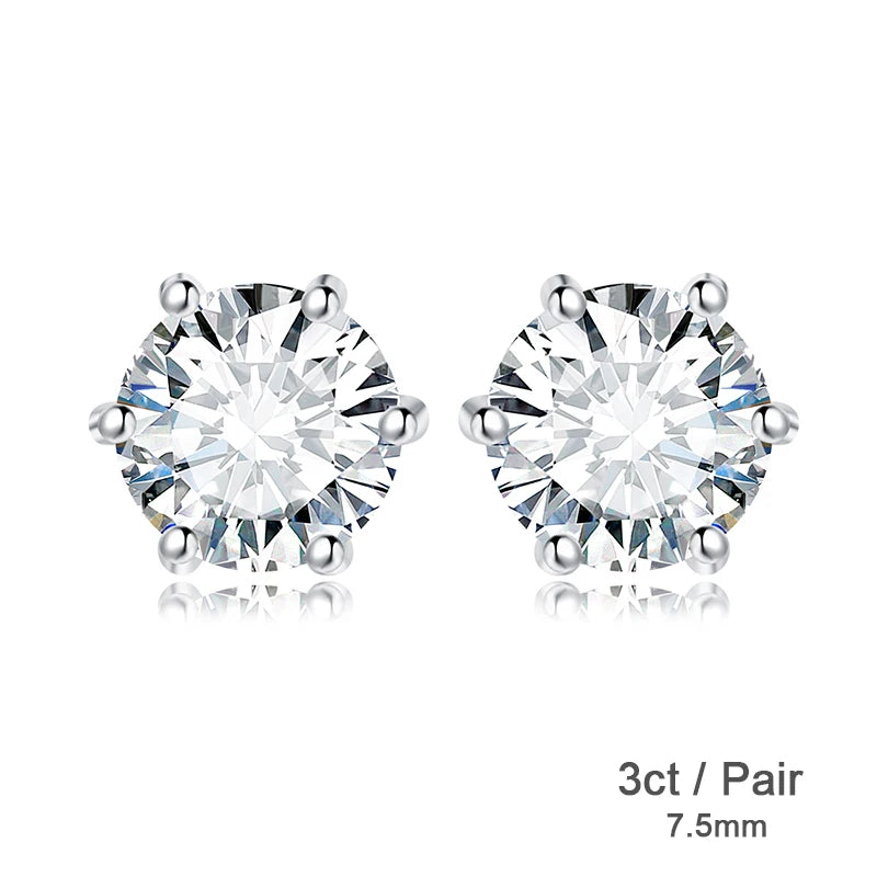 JewelryPalace Moissanite D Color Total 0.6ct 1ct 2ct 3ct 4ct 6ct S925 Sterling Silver Stud Earrings for Woman 3ct per Pair CHINA