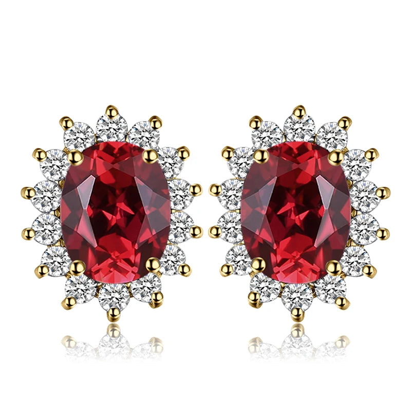 JewelryPalace Created Blue Sapphire Ruby 925 Sterling Silver Stud Earrings Natural Amethyst Garnet Peridot Topaz Princess Diana