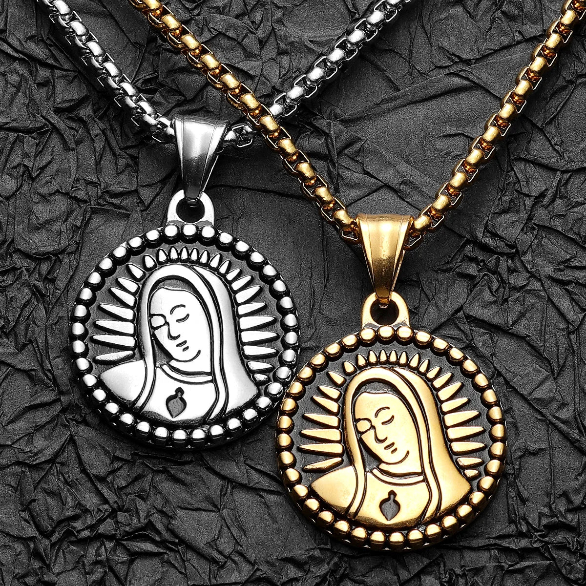 Aesthetic Virgin Mary Powerful Amulet Stainless Steel Men Necklaces Pendant Chain Vintage Cool For Women Jewelry Gifts Wholesale