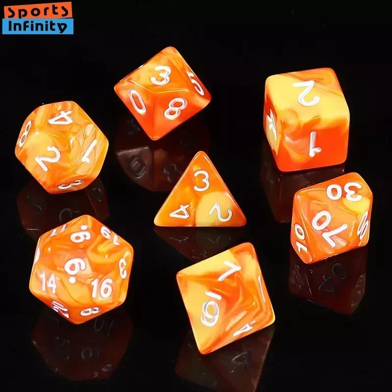 7 Pcs of Colorful Dice D20 D12 D10 D8 D6 D4 for DND Table Board Game Running Group Acrylic Digital Dice Set