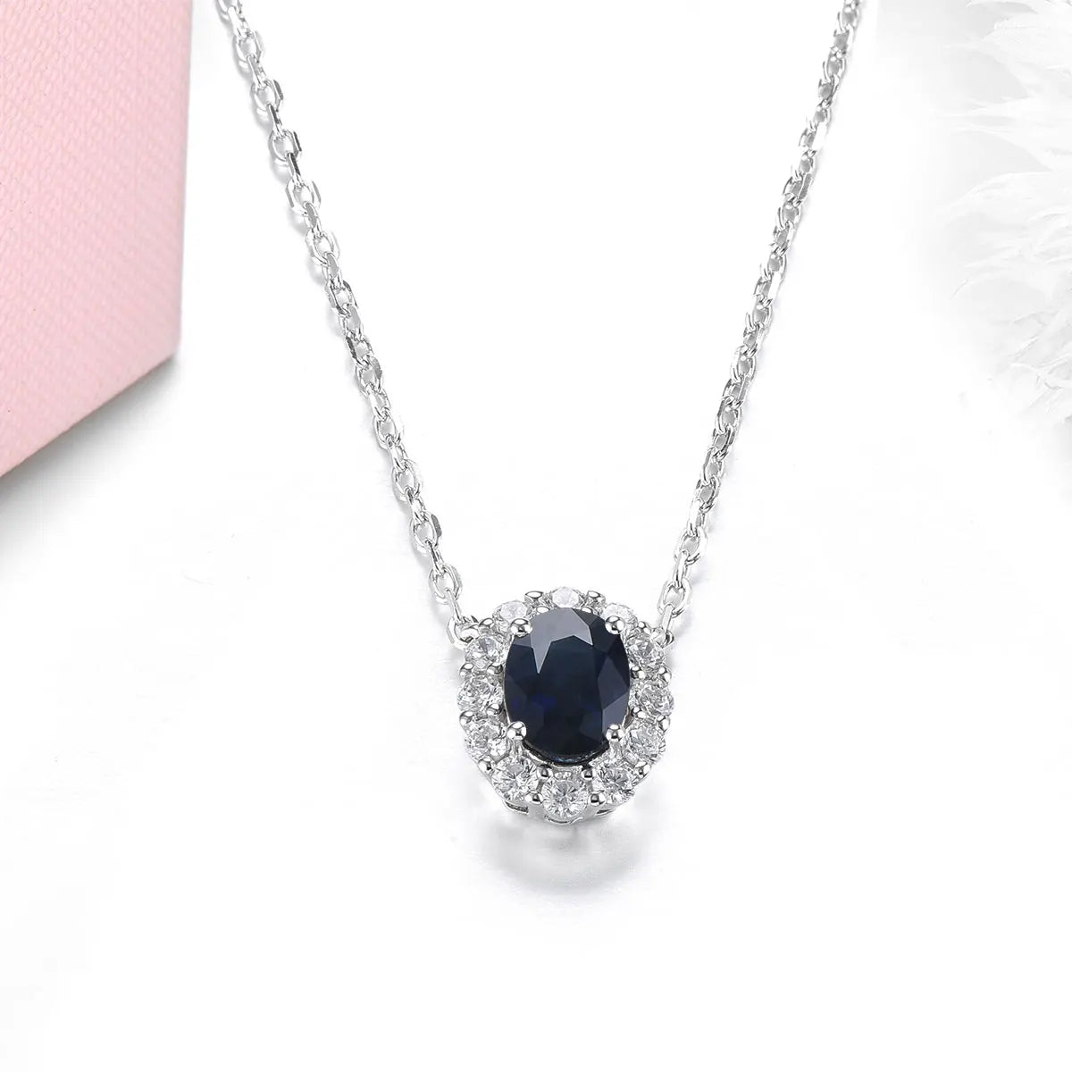 Natural Blue Sapphire Sterling Silver Pendants Women's Jewelrys 0.95 Carats Genuine Precious Gemstone Romantic New Year Gifts